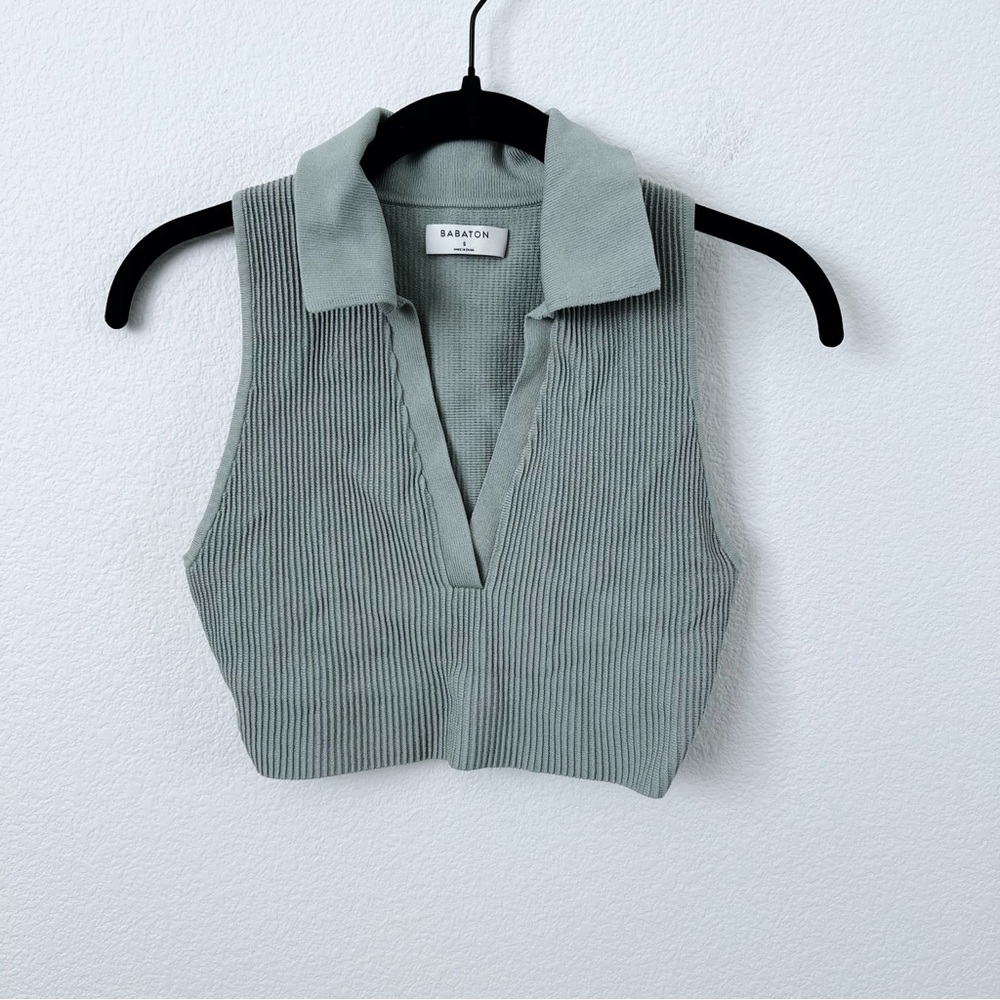 Babaton Sculpt Knit Polo Crop Top